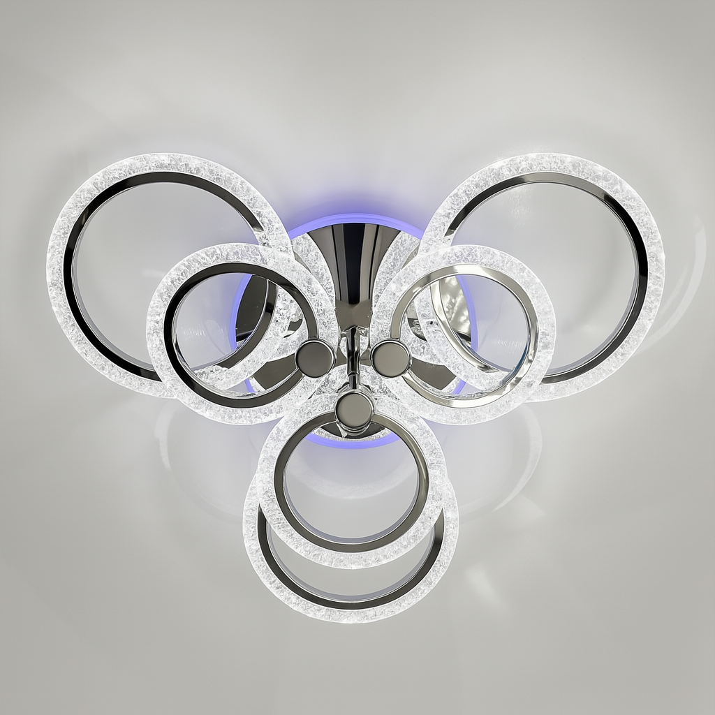 Люстра з підсвіткою LUMINARIA 100W до 20 м² колір Хром LILY RGB 100W 7R CHROME/ICE, фото 1