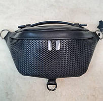 Стильна чоловіча бананка із натуральної гладкої шкіри з принтом NM-58744