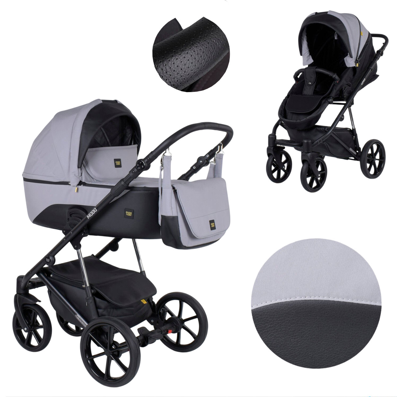 Детская коляска 2 в 1 Expander MODO от 0 до 5 лет с прогулочным блоком и люлькой для младенца Серый - фото 1 - id-p1878683402