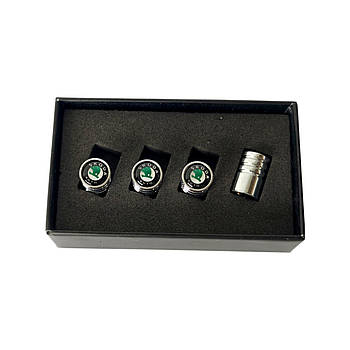 Хромовані ковпачки на ніпель з логотипом Skoda