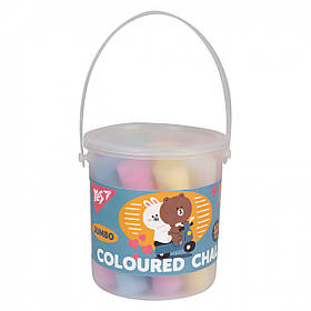 Крейда кольорова JUMBO 12 шт Yes Line Friends, кругла, відро