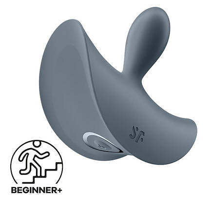 Тонка, краплинна пробка Satisfyer Booty Absolute Beginners 2 з вібрацією, сіра, фото 1