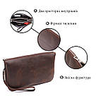Барсетка чоловіча вінтажна GRANDE PELLE 11145 шкіряна Коричнева, фото 4