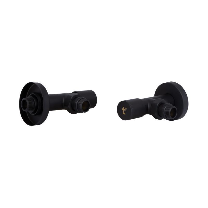 Комплект кранів Thermo Alliance Standart 1/2" Н для сушарки для рушників кутовий чорний SF395W15B, фото 1