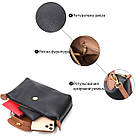 Стильна сумка з цікавим клапаном з натуральної шкіри Vintage 22252 Чорна, фото 4