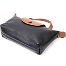 Стильна сумка з цікавим клапаном з натуральної шкіри Vintage 22252 Чорна, фото 5