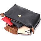 Стильна сумка з цікавим клапаном з натуральної шкіри Vintage 22252 Чорна, фото 8