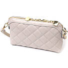 Стильна сумка жіноча через плече з натуральної стьобаної шкіри Vintage 22316 Біла, фото 2