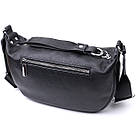 Шкіряна сумка жіноча через плече з незвичайним бігунком брелоком Vintage 22615 Чорна, фото 2