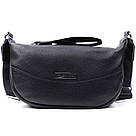 Шкіряна сумка жіноча через плече з незвичайним бігунком брелоком Vintage 22615 Чорна, фото 6