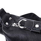 Шкіряна сумка жіноча через плече з незвичайним бігунком брелоком Vintage 22615 Чорна, фото 8