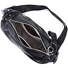 Шкіряна сумка жіноча через плече з незвичайним бігунком брелоком Vintage 22615 Чорна, фото 10