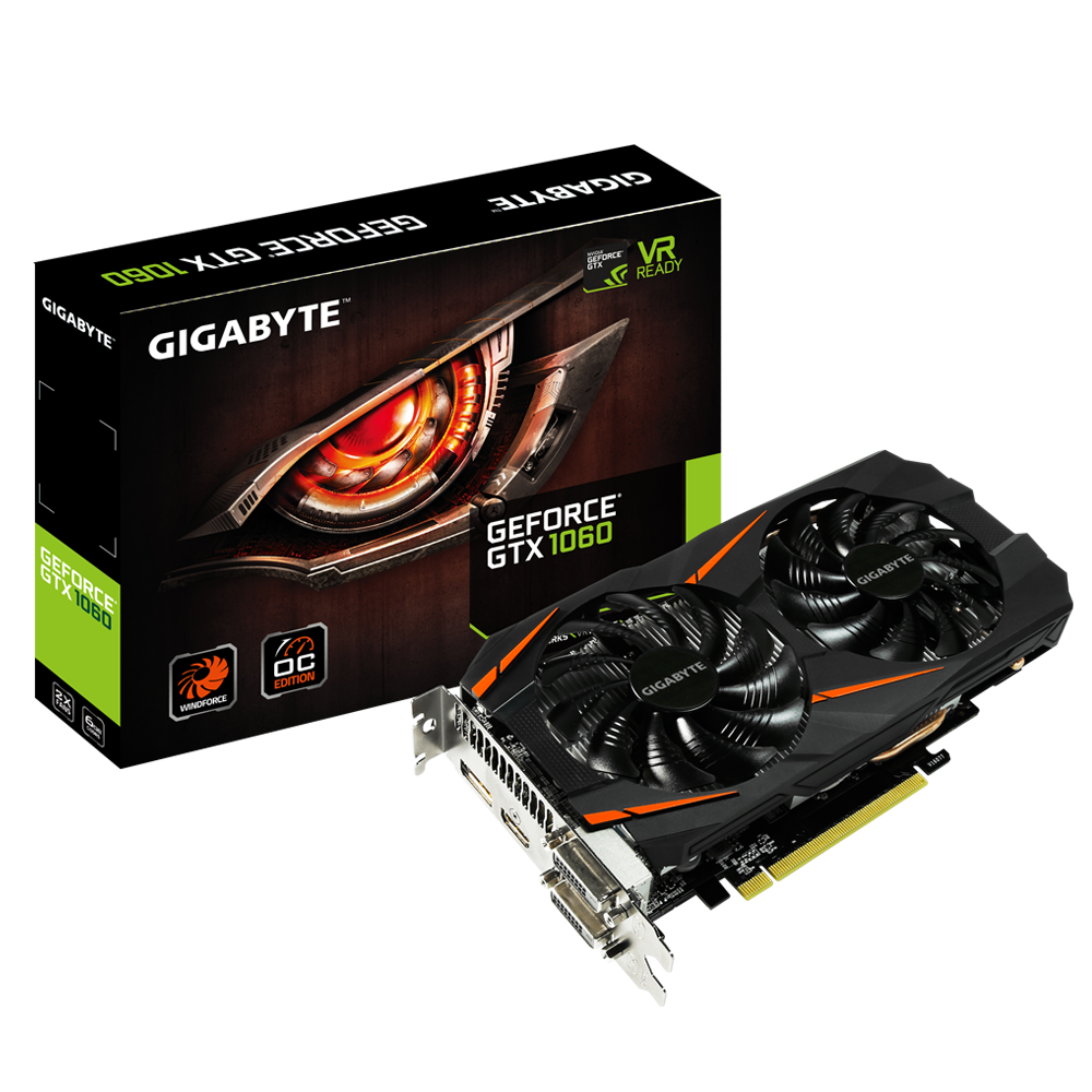 Відеокарта GeForce GTX 1060 6GB Gigabyte WindForce OC (GV-N1060WF2OC-6GD) Б/В