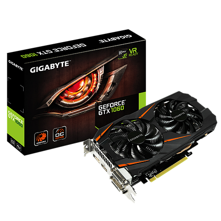 Відеокарта GeForce GTX 1060 6GB Gigabyte WindForce OC (GV-N1060WF2OC-6GD) Б/В, фото 1