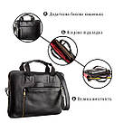 Чоловіча шкіряна тонка сумка для ноутбука SHVIGEL 19117 Чорна, фото 4