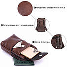 Сумка-барсетка на ремінь брюк шкіряна Vintage 20352 Коричнева, фото 4