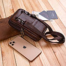 Сумка-барсетка на ремінь брюк шкіряна Vintage 20352 Коричнева, фото 8