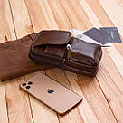 Сумка-барсетка на ремінь брюк шкіряна Vintage 20352 Коричнева, фото 10