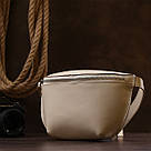 Стильна жіноча бананка із натуральної шкіри Shvigel 16391 Бежевий, фото 8