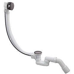 Сифон для ванни Koer BD-04-07 напівавтоматичний з переливом, без ревізії (Колір графітовий) 1 1/2''