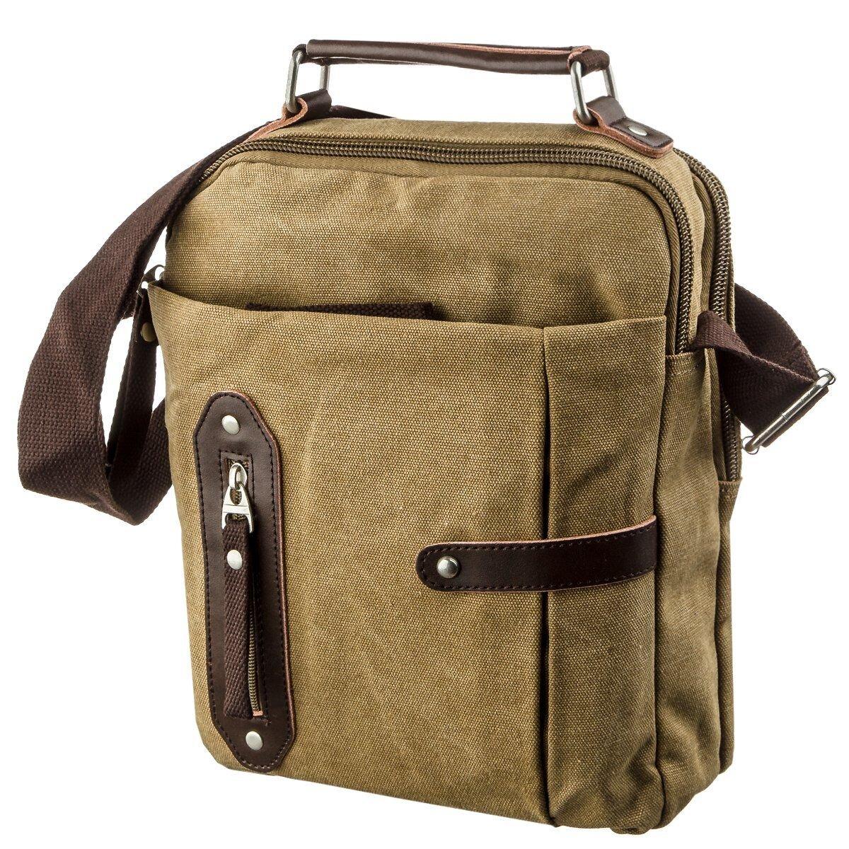 Сумка вертикальна текстильна Vintage 20154 Хакі, фото 1