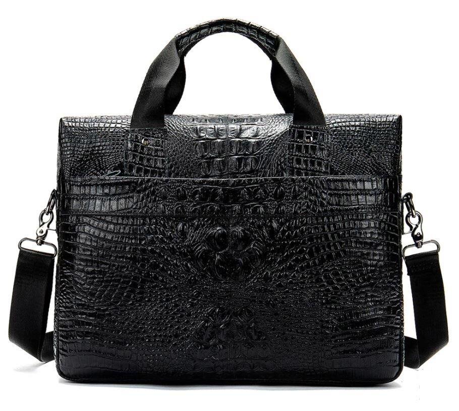 Сумка для ноутбука з тисненням під рептилію Vintage 14718 Чорна, фото 1