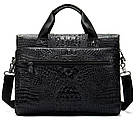 Сумка для ноутбука з тисненням під рептилію Vintage 14718 Чорна, фото 2