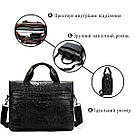Сумка для ноутбука з тисненням під рептилію Vintage 14718 Чорна, фото 4