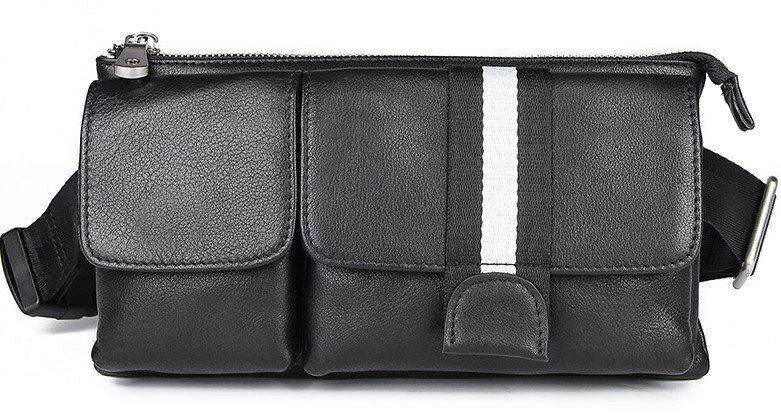 Сумка поясна шкіряна Vintage 14953 Чорна, фото 1