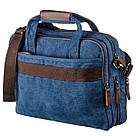 Сумка текстильна для ноутбука на два відділення Vintage 20179 Синя, фото 2