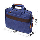 Сумка текстильна для ноутбука на два відділення Vintage 20179 Синя, фото 3