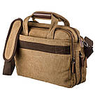 Сумка текстильна для ноутбука на два відділення Vintage 20178 Коричнева, фото 2