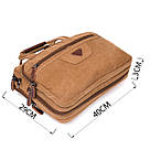 Сумка текстильна для ноутбука на два відділення Vintage 20178 Коричнева, фото 4