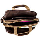 Сумка текстильна для ноутбука на два відділення Vintage 20178 Коричнева, фото 6