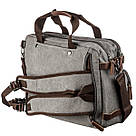 Сумка-трансоформер текстильна велика Vintage 20151 Сіра, фото 5