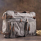 Сумка-трансоформер текстильна велика Vintage 20151 Сіра, фото 8