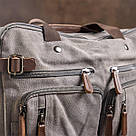 Сумка-трансоформер текстильна велика Vintage 20151 Сіра, фото 9