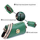 Жіноча сумка з оригінальною прикрасою з натуральної шкіри Vintage 22261 Зелена, фото 4