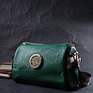 Жіноча сумка з оригінальною прикрасою з натуральної шкіри Vintage 22261 Зелена, фото 9