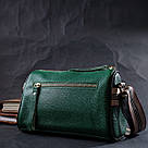 Жіноча сумка з оригінальною прикрасою з натуральної шкіри Vintage 22261 Зелена, фото 10