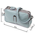 Жіноча повсякденна сумка на два відділення з натуральної шкіри Vintage 22280 Блакитна, фото 3