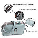 Жіноча повсякденна сумка на два відділення з натуральної шкіри Vintage 22280 Блакитна, фото 4