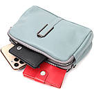 Жіноча повсякденна сумка на два відділення з натуральної шкіри Vintage 22280 Блакитна, фото 7