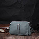 Жіноча повсякденна сумка на два відділення з натуральної шкіри Vintage 22280 Блакитна, фото 8