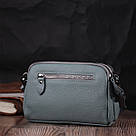 Жіноча повсякденна сумка на два відділення з натуральної шкіри Vintage 22280 Блакитна, фото 9