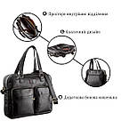 Чоловіча шкіряна ділова сумка-портфель для ноутбука SHVIGEL 19108 Чорна, фото 4