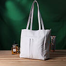 Практична сумка-шоппер із натуральної шкіри Shvigel 22844 Біла, фото 10
