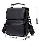 Вертикальна чоловіча сумка в м'якій шкірі Vintage 20367 Чорна, фото 3