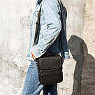 Вертикальна чоловіча сумка в м'якій шкірі Vintage 20367 Чорна, фото 8