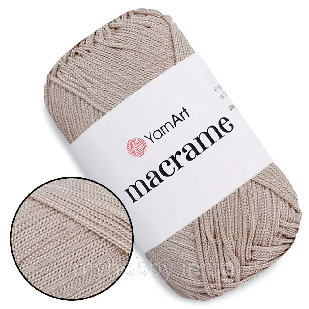 YarnArt Macrame, Кава з молоком №166, поліестеровий шнур 2,5мм